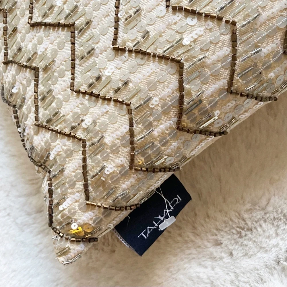 TAHARI Home Sequin Throw Decor Pillow - tan cream‎